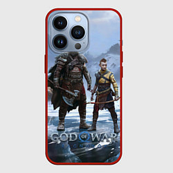 Чехол для iPhone 13 Pro Кратос и Атрей Рагнарек, цвет: 3D-красный