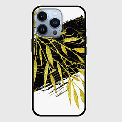 Чехол iPhone 13 Pro Абстракция с золотыми листьями