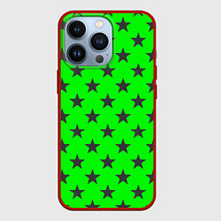 Чехол для iPhone 13 Pro Звездный фон зеленый, цвет: 3D-красный