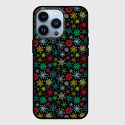 Чехол iPhone 13 Pro Разноцветные Снежинки
