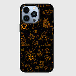 Чехол iPhone 13 Pro ХЕЛЛОУИН ПАТТЕРН КОТИКИ HALLOWEEN KITTY