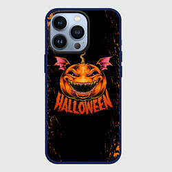 Чехол для iPhone 13 Pro Веселая тыква на хеллоуин, цвет: 3D-тёмно-синий