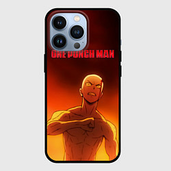 Чехол для iPhone 13 Pro Сайтама в огне One Punch-Man, цвет: 3D-черный