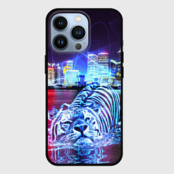 Чехол iPhone 13 Pro Плывущий неоновый тигр