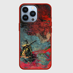 Чехол для iPhone 13 Pro Sekiro Самурай против дракона, цвет: 3D-красный