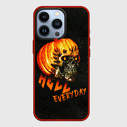 Чехол для iPhone 13 Pro Helloween череп тыква scull pumkin, цвет: 3D-красный