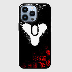 Чехол iPhone 13 Pro DESTINY 2 RED & WHITE PATTERN LOGO