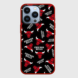 Чехол для iPhone 13 Pro CHICAGO BULLS БЫКИ УЗОР, цвет: 3D-красный