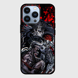 Чехол для iPhone 13 Pro Берсерк силуэт Гатца и злодеи Кентаро Миура, цвет: 3D-черный