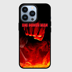 Чехол для iPhone 13 Pro Кулак One Punch-Man в огне, цвет: 3D-черный
