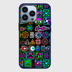 Чехол для iPhone 13 Pro Geometry Dash: Heroes, цвет: 3D-тёмно-синий
