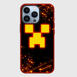 Чехол для iPhone 13 Pro ОГНЕННЫЙ КРИПЕР, МАЙНКРАФТ, цвет: 3D-красный