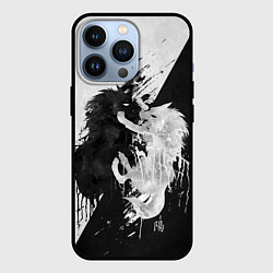 Чехол для iPhone 13 Pro ИНЬ ЯНЬ ВОЛКИ ЧЁРНО БЕЛЫЙ, цвет: 3D-черный