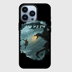 Чехол iPhone 13 Pro TES SKYRIM FIGHT DRAGON