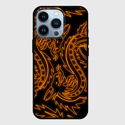 Чехол iPhone 13 Pro ОГНЕННЫЕ ДРАКОНЫ НЕОН NEON FIRE DRAGONS