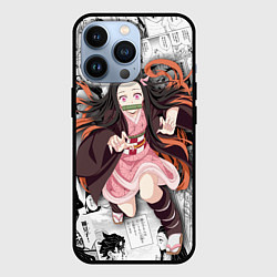 Чехол для iPhone 13 Pro Незуко Камадо на манге, цвет: 3D-черный