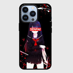 Чехол для iPhone 13 Pro SENPAI KATANA GIRL, БРЫЗГИ КРАСОК, цвет: 3D-черный