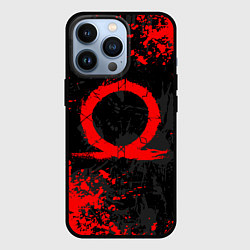 Чехол iPhone 13 Pro GOD OF WAR LOGO RED, БРЫЗГИ КРАСОК