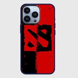 Чехол для iPhone 13 Pro DOTA 2 БРЫЗГИ КРАСОК, КРАСНО ЧЁРНЫЙ ЛОГО, цвет: 3D-тёмно-синий