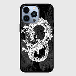 Чехол iPhone 13 Pro Белый Дракон Гранж White Dragon