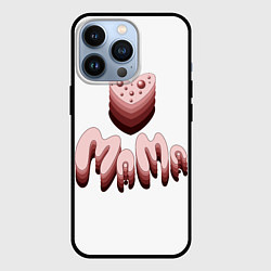 Чехол iPhone 13 Pro Объемное розовое сердце с бусинами и объемной розо
