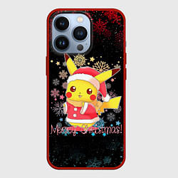 Чехол для iPhone 13 Pro MERRY CHRISTMAS ПИКАЧУ 2022 ПОКЕМОНЫ, цвет: 3D-красный