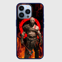 Чехол iPhone 13 Pro GOD OF WAR РАГНАРЁК, КРАТОС В ОГНЕ