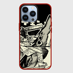 Чехол для iPhone 13 Pro Человек-бензопила и Демон-акула, цвет: 3D-красный