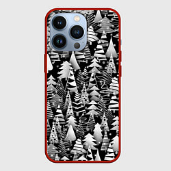 Чехол для iPhone 13 Pro Лес абстрактных ёлок, цвет: 3D-красный