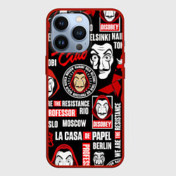 Чехол iPhone 13 Pro БУМАЖНЫЙ ДОМ ЛОГОБОМБИНГ LA CASA DE PAPEL