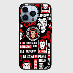 Чехол iPhone 13 Pro БУМАЖНЫЙ ДОМ ЛОГОБОМБИНГ LA CASA DE PAPEL