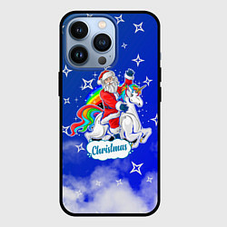 Чехол iPhone 13 Pro Новогодний Санта с Единорогом