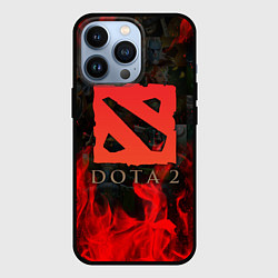 Чехол iPhone 13 Pro DOTA 2 ЛОГО В ОГНЕ, ПЕРСОНАЖИ