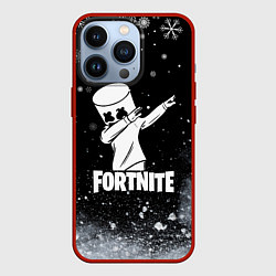 Чехол для iPhone 13 Pro НОВОГОДНИЙ FORTNITE MARSHMELLO, цвет: 3D-красный