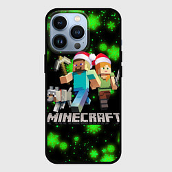 Чехол iPhone 13 Pro НОВОГОДНИЙ MINECRAFT ГЕРОИ ИГРЫ