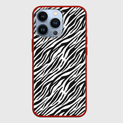 Чехол для iPhone 13 Pro Чёрно-Белые полоски Зебры, цвет: 3D-красный