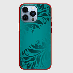Чехол для iPhone 13 Pro Малахитовые листья, цвет: 3D-красный