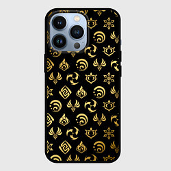 Чехол iPhone 13 Pro GOLDEN GENSHIN IMPACT PATTERN ЗОЛОТО ГЕНШИН ИМПАКТ