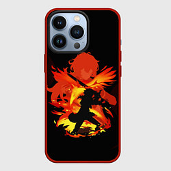 Чехол для iPhone 13 Pro DILUC FIRE GENSHIN IMPACT НА СПИНЕ, цвет: 3D-красный