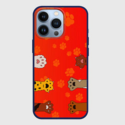 Чехол для iPhone 13 Pro Котики 3D, цвет: 3D-тёмно-синий