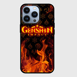 Чехол iPhone 13 Pro GENSHIN IMPACT FIRE SYMBOL ОГНЕННАЯ СТИХИЯ