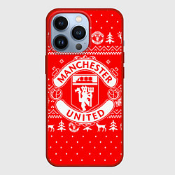 Чехол iPhone 13 Pro FC Manchester United: Новогодний узор