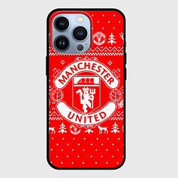 Чехол iPhone 13 Pro FC Manchester United: Новогодний узор