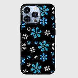 Чехол iPhone 13 Pro Снежинки Черепа черный