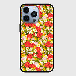 Чехол для iPhone 13 Pro Красочный Цветочный Фон, цвет: 3D-черный