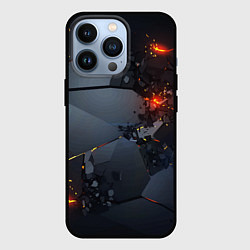 Чехол для iPhone 13 Pro НЕОНОВЫЙ ВЗРЫВ ПЛИТЫ, ОБЛОМКИ NEON EXPLOSION, цвет: 3D-черный