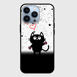 Чехол для iPhone 13 Pro Котик в тумане Сердечки, цвет: 3D-черный