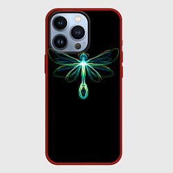 Чехол для iPhone 13 Pro Неоновая стрекоза, цвет: 3D-красный