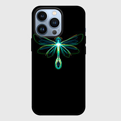 Чехол для iPhone 13 Pro Неоновая стрекоза, цвет: 3D-черный