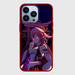 Чехол для iPhone 13 Pro Genshin Impact - Гудзи Яэ Мико, цвет: 3D-красный